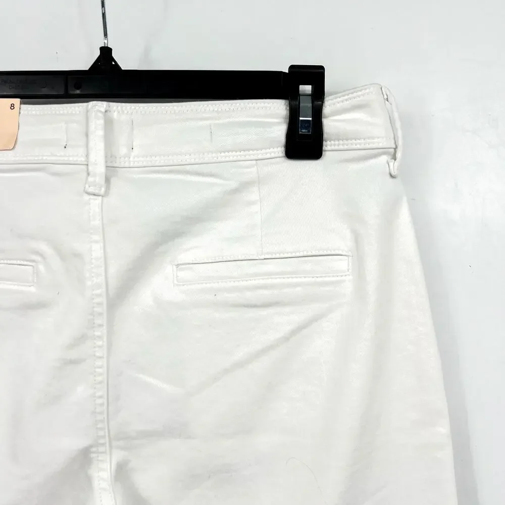 NYDJ Women's Mona Wide Leg Ankle Jeans Size 8 Optic White Denim Trouser NWT